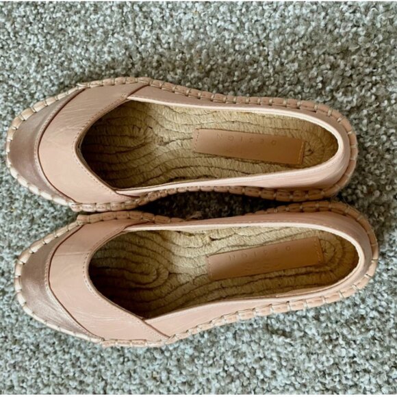 NWOT ASOS Espadrille Flat Pink Blush Faux Leather Rose Gold Metallic Toe Cap - Picture 3 of 4